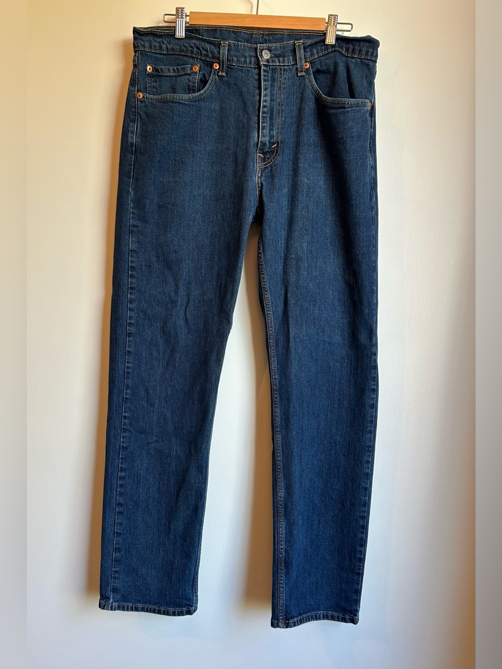 Levi's 505 Regular Fit Straight Leg Men's Blue Jeans 34x32 - Picture 5 of 10
